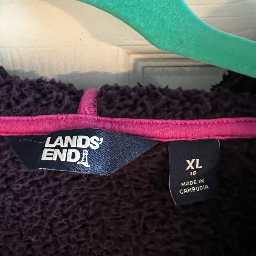 Lands End Teddy Bear Jacket. Purple and pink. Size XL. - Picture 6 of 11